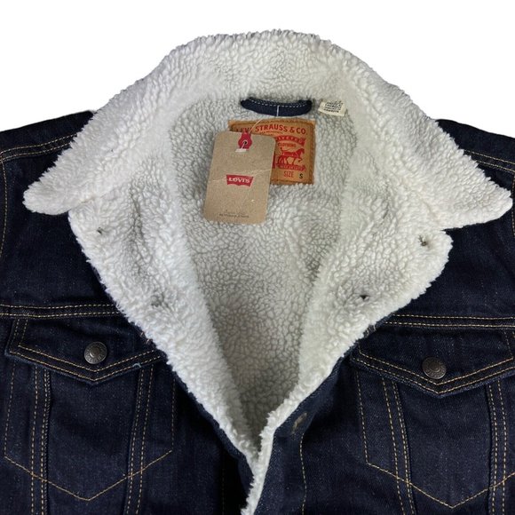 Levi's Men's Original Trucker Type III Juniper Rinse Sherpa Denim Jacket Size S - Picture 3 of 5